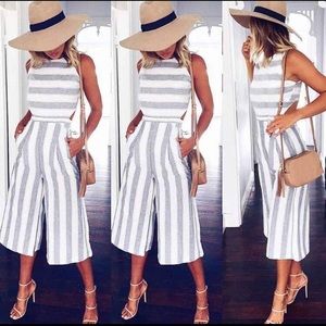 Jumpsuit, Romper. Cotton. Stripe. Sz. M-L